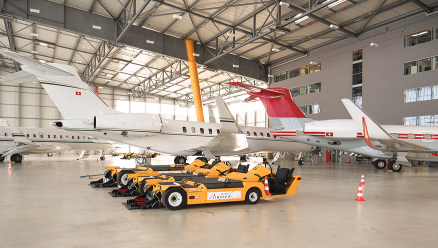 Geneva Airpark hangar interior